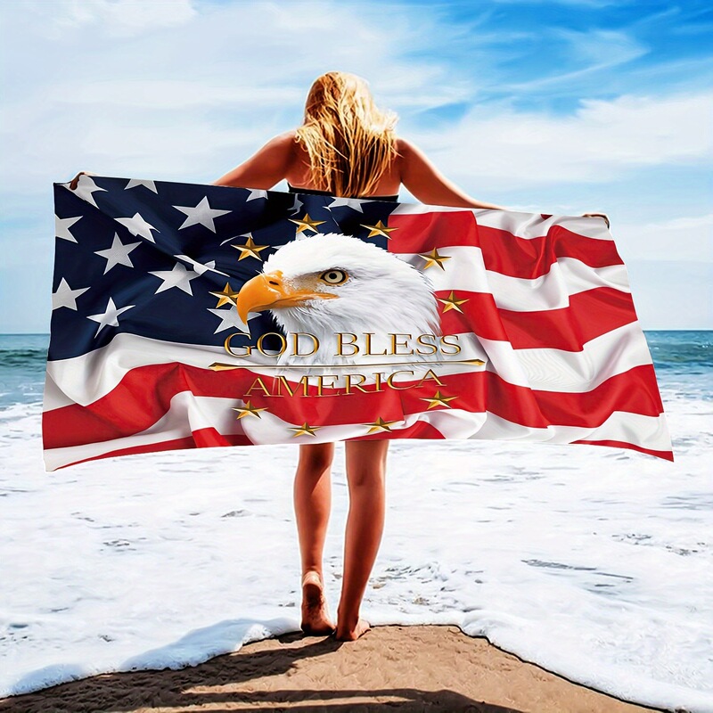 Explosive American Flag Beach Towel, Independence Day Star Light Beach Towel, Quick Drying Soft Pool Towel