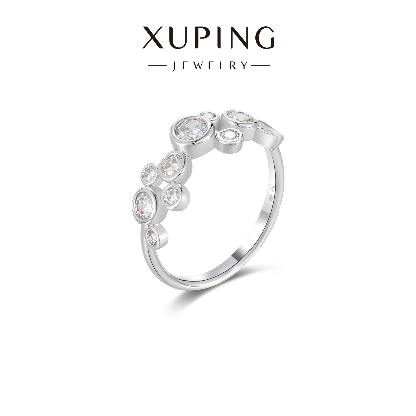 Xuping estilo simple geometría redonda artificial anillo de burbuja de joya fácil de usar para viajar diariamente anillo de dedo de viento para mujeres