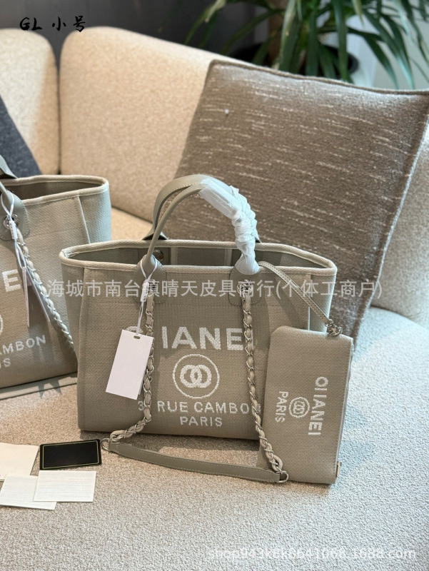 25c早春小香风沙滩包刺绣亚麻帆布妈咪包购物袋大容量手提单肩包|undefined