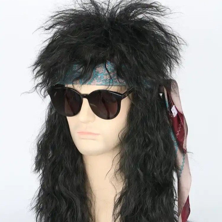 Aliexpress European and American Wig Punk Long Curly Hair Halloween Rock Prince Full Headgear Factory Ready Stock Dropshipping