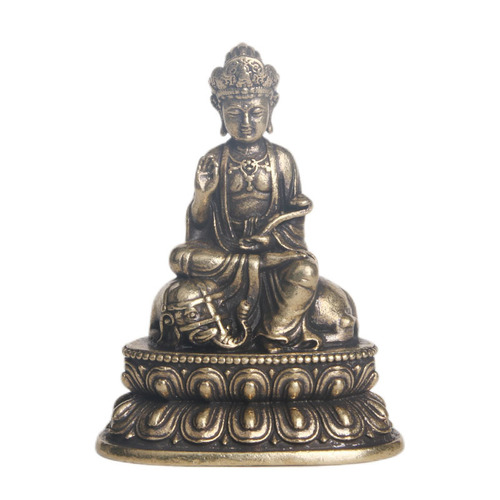 Retro brass Puxian Bodhisattva Buddha statue desktop ornaments religious worship statues handicrafts ornaments old copper wholesale