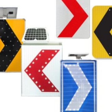 源头工厂铝制道路交通指示牌LED太阳能箭头标志牌黄黑箭头导向牌