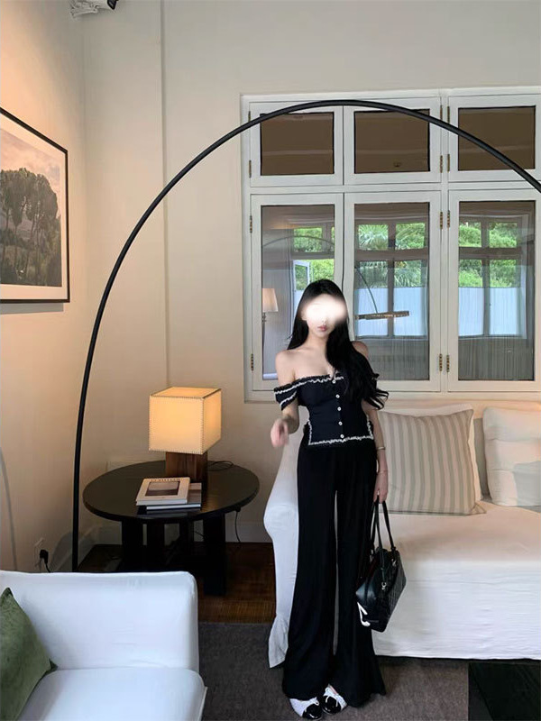 woppei 夏ファッション多用途ストレートレッグルーズ痩身ワイドレッグパンツドレープペーパーマンニットパンツ女性用|undefined