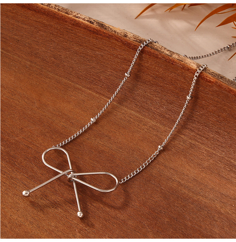 304 Stainless Steel Elegant Simple Style Plating Bow Knot Bracelets Necklace display picture 7