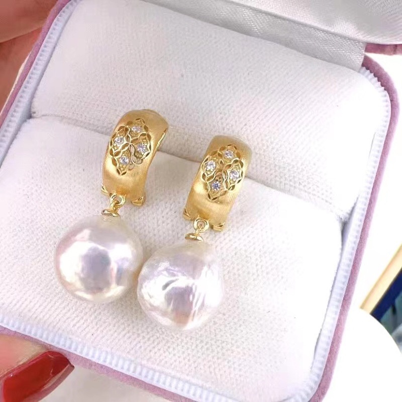 Factory direct DIY pearl accessories frosted earrings earrings S925 sterling silver plated 18K gold semi-finished empty drag