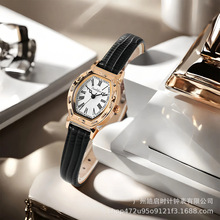 SUNLIFEX皮革鳄鱼纹复古酒桶形女士石英表小巧精致女表工厂代发