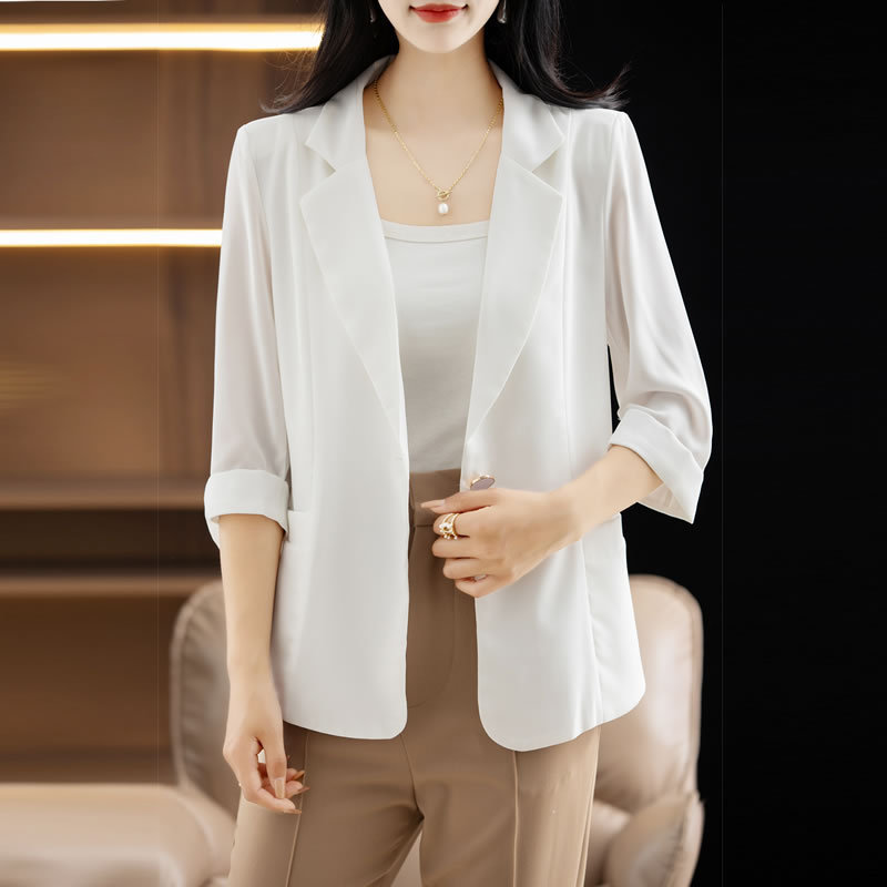 Summer Thin Ice Silk Women's Small Suit Jacket Suit Top Elegant Slim-fit Slimming Micro-transparent All-match Sun-protective Clothing