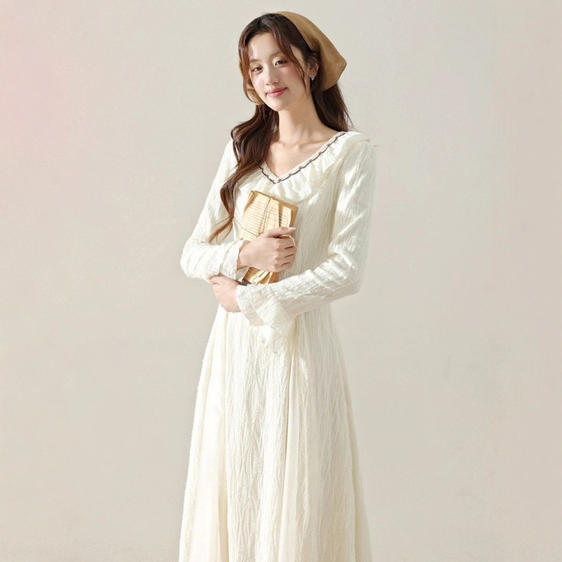 Tencel Dress Women's 2025 Early Autumn New French Sweet and Gentle Style Petite Slim Fairy Dress
