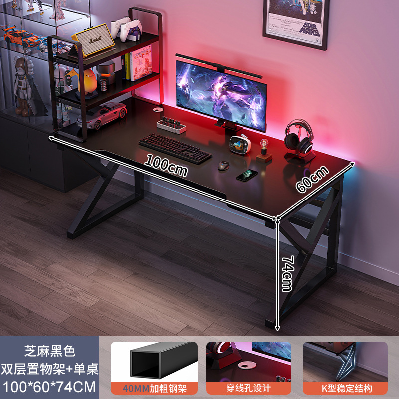 Escritorio para computadora, escritorio para el hogar, escritorio para dormitorio, escritorio de estudio para estudiantes, escritorio de oficina con almacenamiento simple, escritorio moderno para videojuegos. image 25