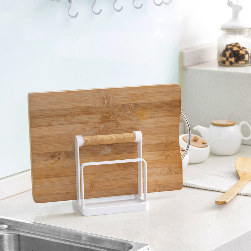 Simple chopping board rack pot cover rack multi-functional draining thickened chopping board rack double grid kitchen cutting board rack rag rack