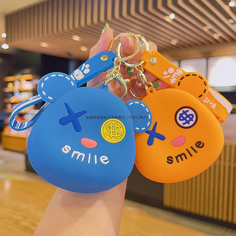 New Violent Bear Card Holder Coin Purse Kidsren's Mini Cute Fashion Wallet Ins Bag Small Pendant Keychain