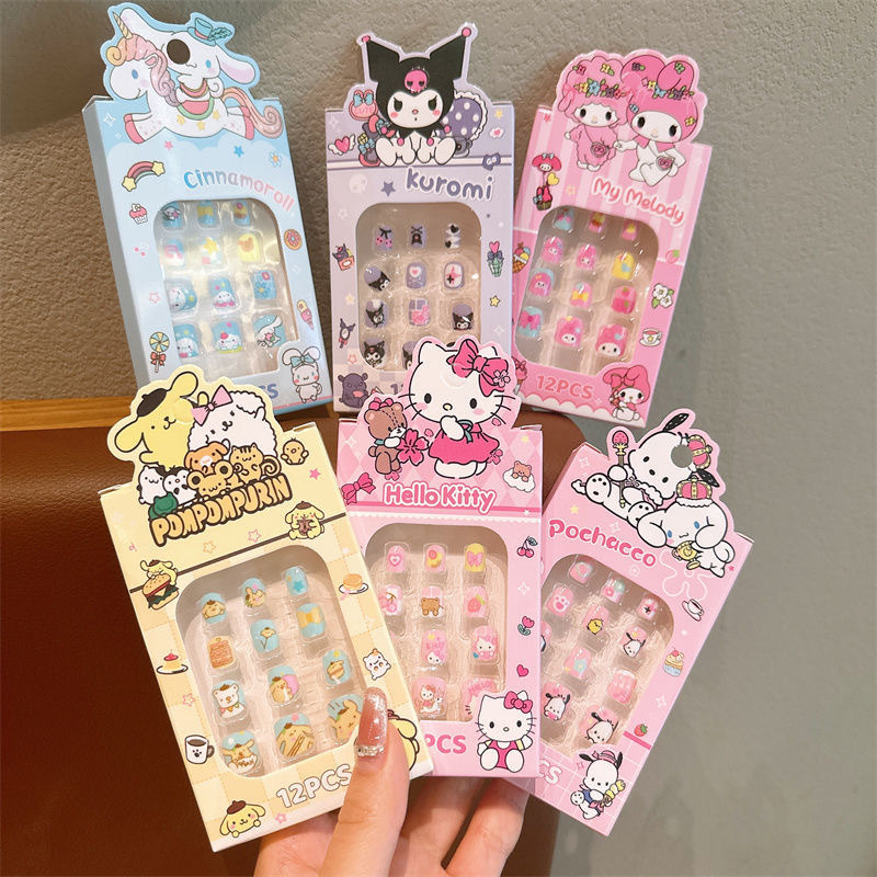 Niños Sanrio pegatinas de uñas para niñas Cullome pegatinas desmontables impermeables para niñas parches de manicuras autoadhesivos