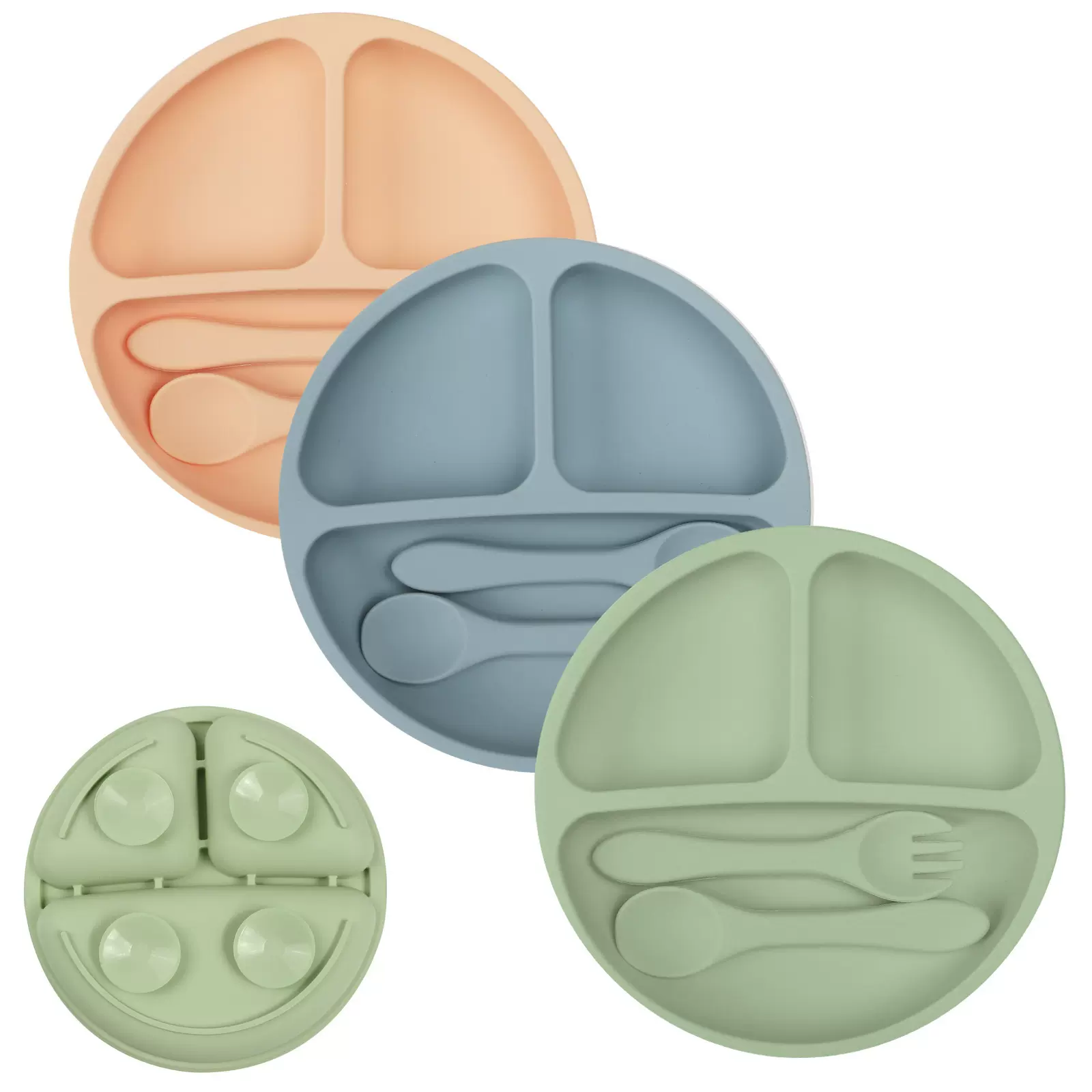 跨境热销宝宝硅胶餐盘吸盘碗婴儿童餐具学吃饭辅食碗喂养餐具套装