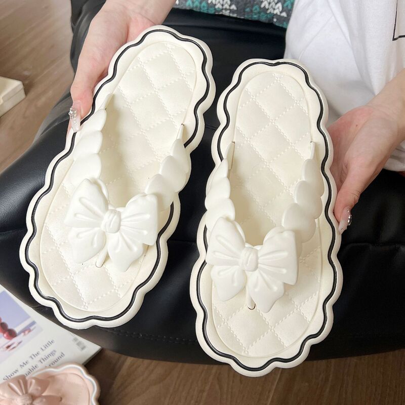 Bow Flip-flops Women's Summer Outdoor Wear Beach Soft Bottom Non-slip Seaside Sweet Fairy Flip-Flops Bow Flip-flops Women's Summer Outdoor Wear Beach Soft Bottom Non-slip Seaside Sweet Fairy Flip-Flops