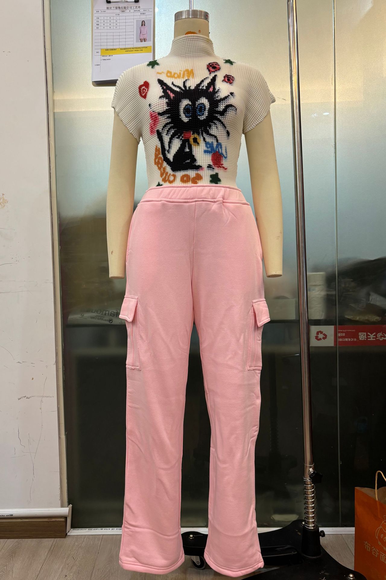 El comercio exterior de otoño e invierno de las mujeres pantalones de chándal de pierna ancha nueva cintura elástica suelta overoles casuales populares SU3570 image 8