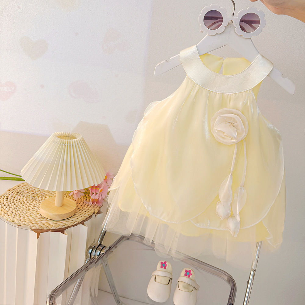 Girls' Summer Dress 2026 New Stylish Children's Summer Mesh Tank Dress Girls' Summer Princess Dress