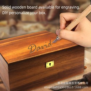 Solid Wood Retro Storage Box with Key Wooden Box Jewelry Packaging Box Creative Holiday Gift Souvenir Box