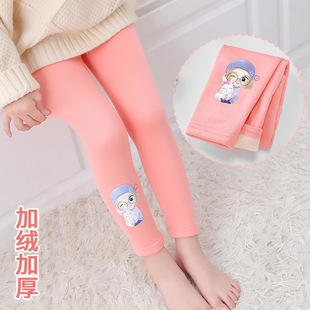 Children's Leggings Girls Autumn and Winter Velvet Thickened Leggings Children's One-piece Velvet Warm Pants Baby Cotton Pants