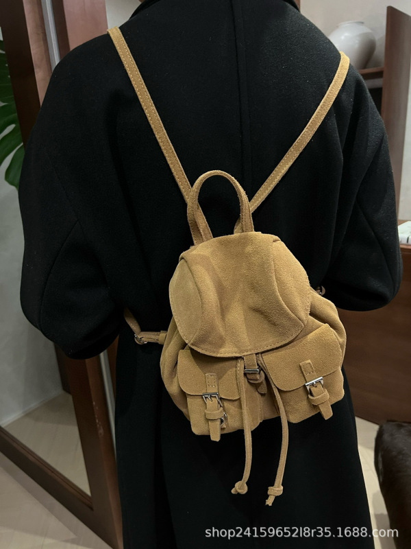 头层牛皮小众设计多口袋双肩包25新款时尚单肩通勤迷你小背书包潮|undefined