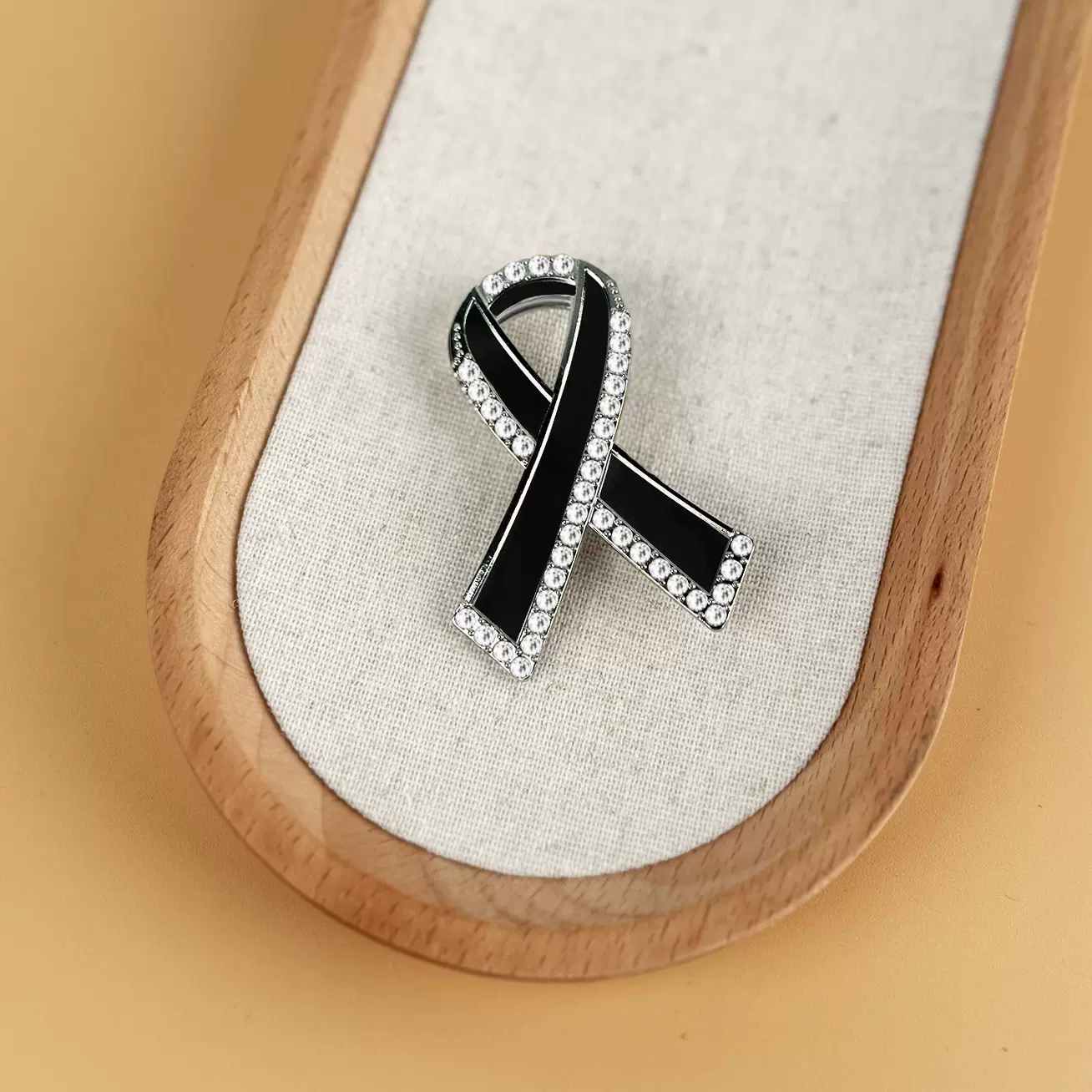 世界乳腺翻领别针丝 简约带领针 慈善关爱女性宣传意识水钻胸针女