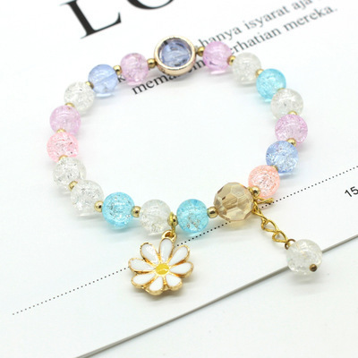17g Weight Bracelets Classification 1 Piece Quantity Daily Occasion Crystal Material Chrysanthemum Pattern Women'S Gender Beaded Design Fashion Style 1 Piece Fashion Chrysanthemum Crystal Beaded Women's Bracelets 3