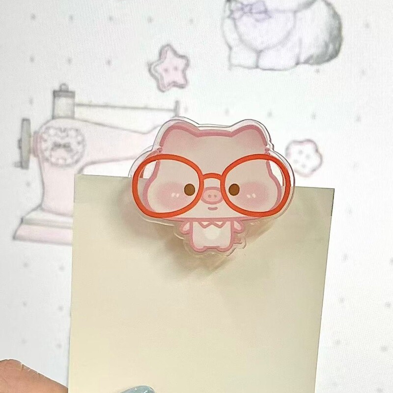眼镜小动物便签夹卡通ins风高颜值双面夹亚克力PP夹收纳夹试卷夹|undefined