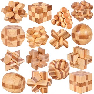 small size Bamboo Intellectual Toys Multi-Shape Kongming Lock Luban Lock Ball Lock Square Lock Tetrahedron Jupiter Lock