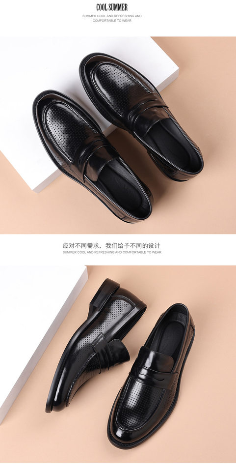 Sandal nam da bò lớp đầu khoét lỗ thoáng khí, đế bằng gỗ tự nhiên, kiểu lười — Sandal màu nâu, Sandal đen chi tiết 14