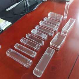 水晶包装盒小彩条透明盒儿童锁扣水晶盒一次性小烟水晶盒子塑料盒