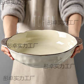 酸菜鱼大盆碗家用寸大汤碗寸双耳汤盆陶瓷大号盘子水煮鱼大碗