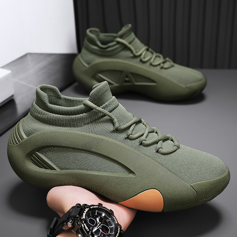 CMY Herrenschuhe 2025 Neue Sommer Vielseitige Mesh Atmungsaktive Laufsportsocken mit dicken Sohlen und zunehmender Höhe_voghion.com