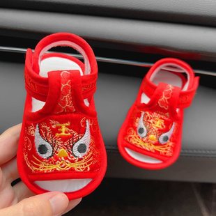 Baby Tiger Head Sandals, Soft-Soled Cloth Shoes, Red Little Tiger Shoes for 1 Year Old Male and Female Babies, Non-Falling Shoes 6