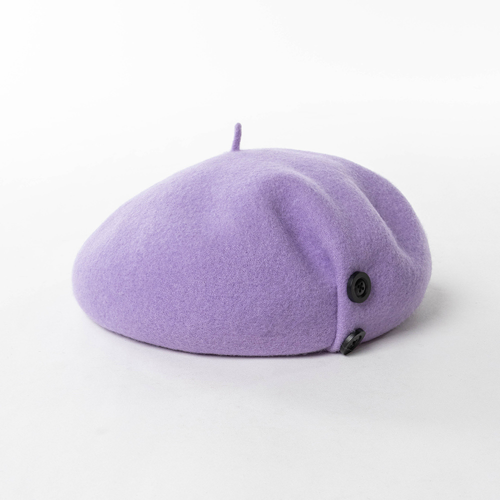 Autumn and winter fashion casual warm button decoration plus large elastic sweatband wool beret painter trendy hat_viptrois.com