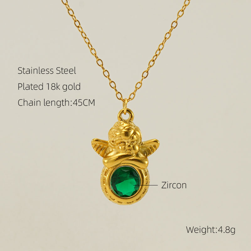 Collar de acero de titanio con sentido de diseño de nicho europeo y americano para mujer de acero inoxidable de 18K moda de alta calidad colgante de piedra natural cadena de clavícula