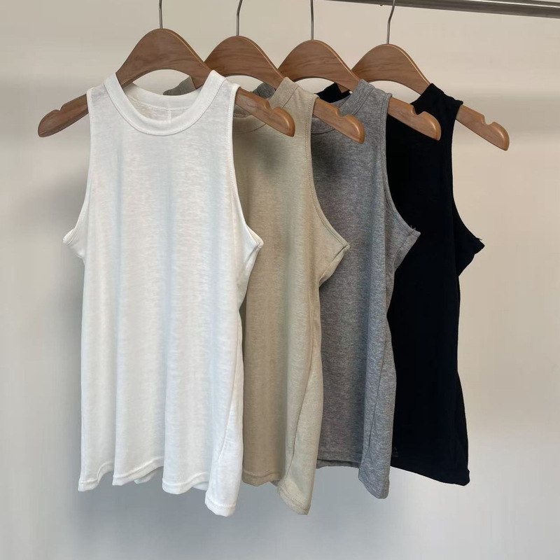 Minimalist Cos Style Round Neck Loose Casual Bamboo Cotton Vest for Women 26 Summer Solid Color Knitted Slimming Comfortable Tank Top Minimalist Cos Style Round Neck Loose Casual Bamboo Cotton Vest for Women 26 Summer Solid Color Knitted Slimming Comfortable Tank Top
