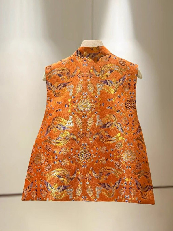 鳳凰の刺繍は肉を遮ります。中国風の新しい中国式の馬甲の女性2025春の新型のハイエンドの国風の両面は馬の挟みを着ます。|undefined