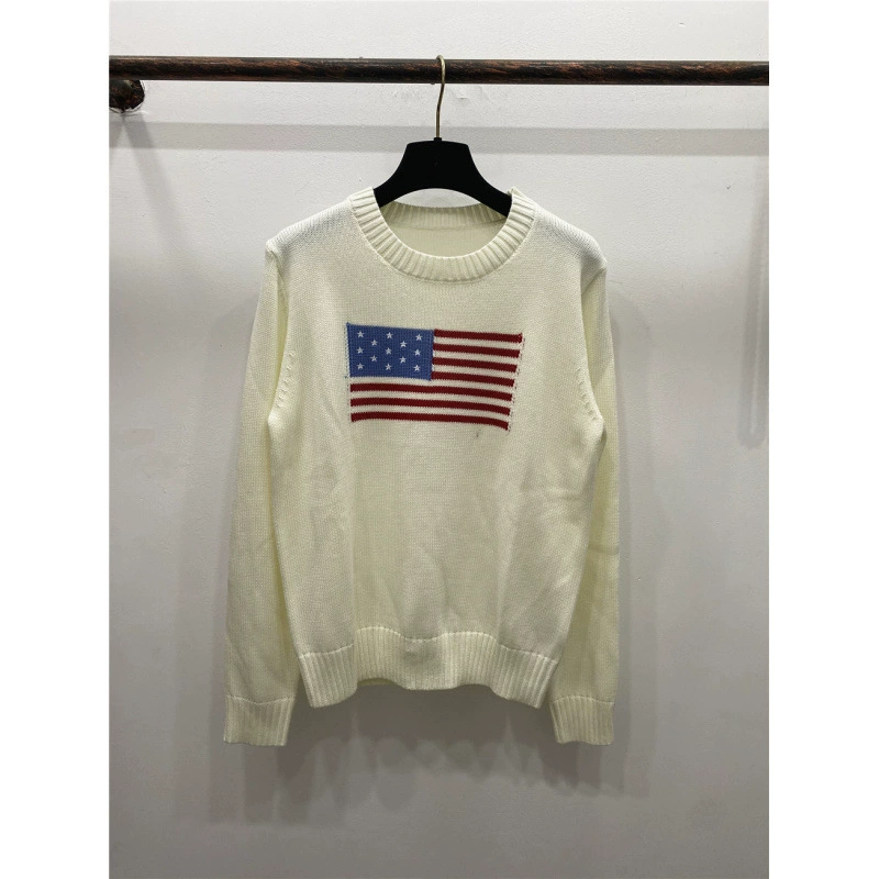Демисезонный вязаный свитер USA, с вышивкой, корейский стиль, plus size