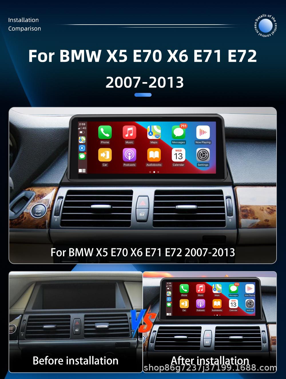 Suitable for Bmw X5 E70 10.25inch Central Control Car Navigation Player Bluetooth Reversing Image All-In-One Machine