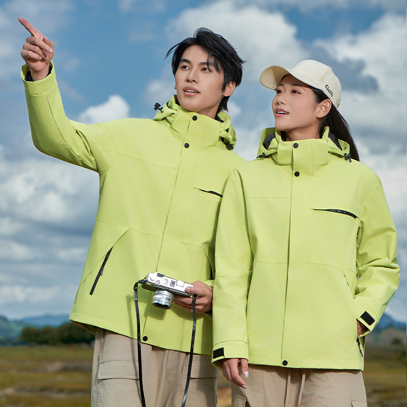 韓国版の男性と女性のアウトドア新作ジャケット スリーインワン防風防寒ジャケット カップル登山スキージャケット|undefined