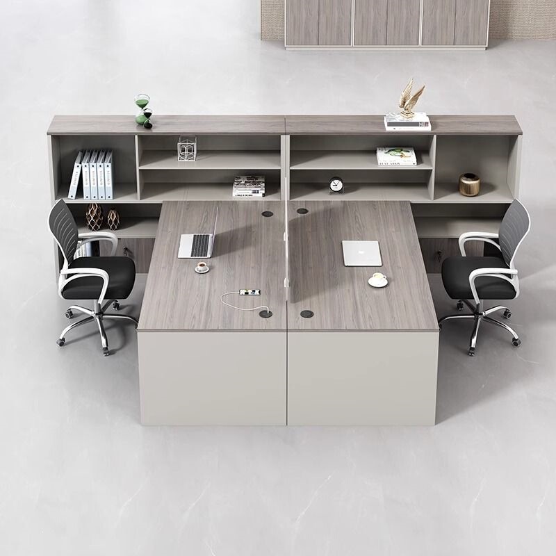 Office Staff Desk, Financial Office Desk, Simple Modern Staff Workstation, 46 Double-Person Workstation, Partitioned Cubicle Table and Chair Set