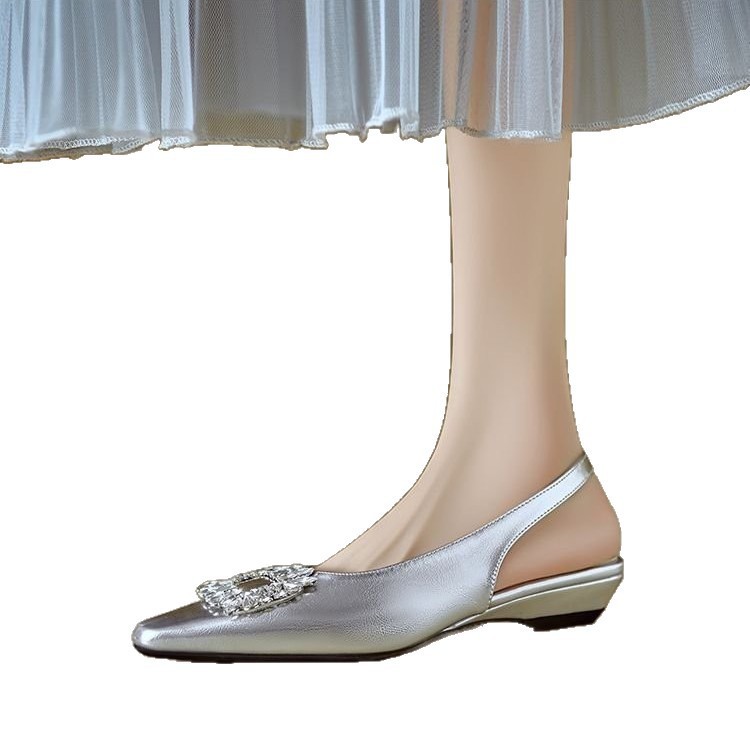 Tacones gruesos de diamante de punta francesa con falda de sandalias de temperamento para mujeres 2026 nuevos zapatos de verano de belleza
