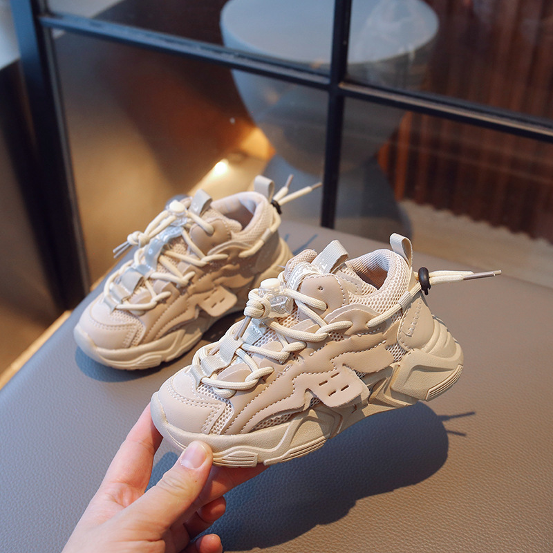 2025 Spring Autumn Winter Children's Mesh Sports Shoes Waterproof Leather Dad Shoes Boys Girls Warm Casual Cotton Shoes