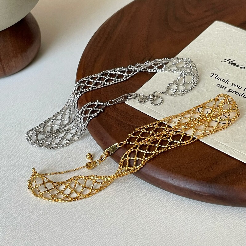 S925 Sterling Silver Italian Imported Lace Bracelet, Vintage Niche Design, Simple and Elegant with a High-End Feel