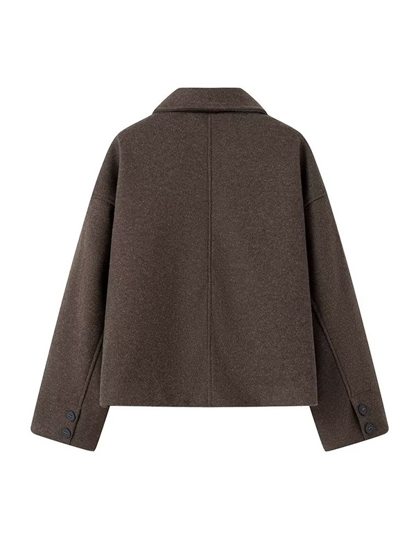 Cross-border Women's 2024 Spring and Autumn New European and American Style Large Size Loose Casual Laps Imitation Wool Coat for Women