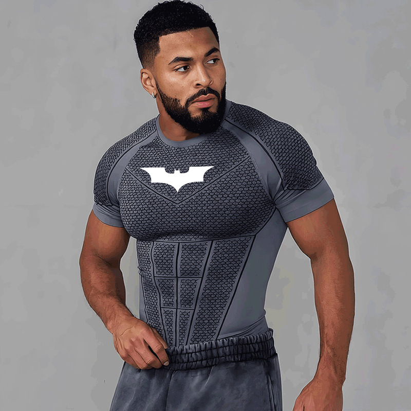 Gymshark's New Collaboration with Bat Men's Tight-Fitting Fitness T-Shirt Quick-Dry Stretch Training Short-Sleeve Sportswear Gymshark's New Collaboration with Bat Men's Tight-Fitting Fitness T-Shirt Quick-Dry Stretch Training Short-Sleeve Sportswear