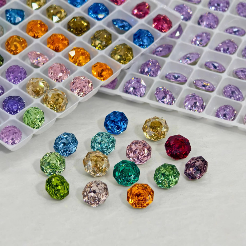 Explosive K9 Crystal Glass Millennium Rose Cut 8mm Nail Art Nail Shop Pointed Bottom Diamond Color Nail Art Accessories Wholesale