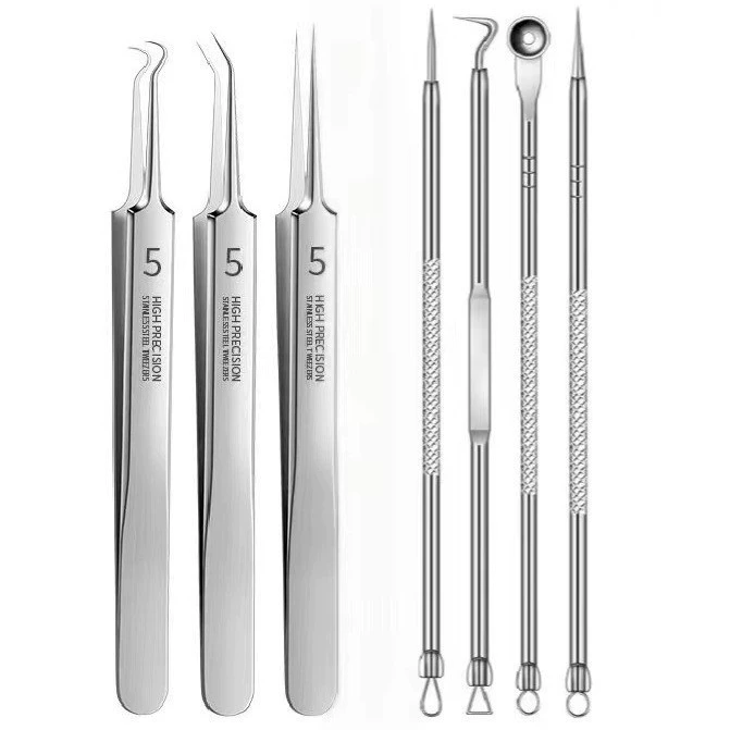 Зажим для клеток из нержавеющей стали зажим для прыщей угрей игла для прыщей 8-компонентный инструмент для макияжа красоты акне игла костюм