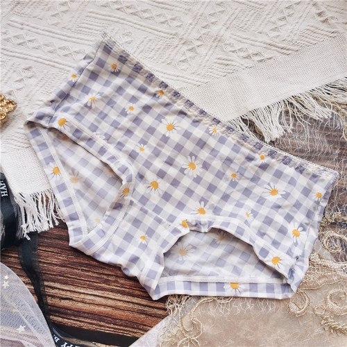 【80-120】333 ice silk printed cute women’s underwear low-waist milk silk comfortable printed women’s underwear