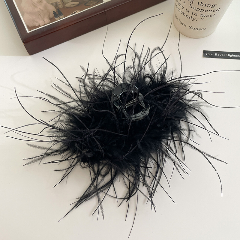 Cintas de alto nivel brillante plumas rascar pinzas de pescado caña de invierno mujer cabeza trasera pinzas de cabello pinzas de cabello tocado