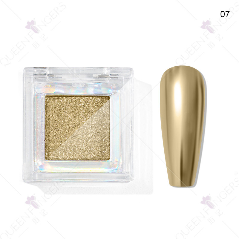 Nuevo brillo de uñas color sólido espejo mágico polvo cuadrado caja brillo láser polvo de titanio polvo de oro polvo de hadas polvo de sombra de ojos en polvo